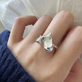 Fine Jewelry Minimalist Jewelry 925 Sterling Silver Heart Ring Hammered Texture Ring