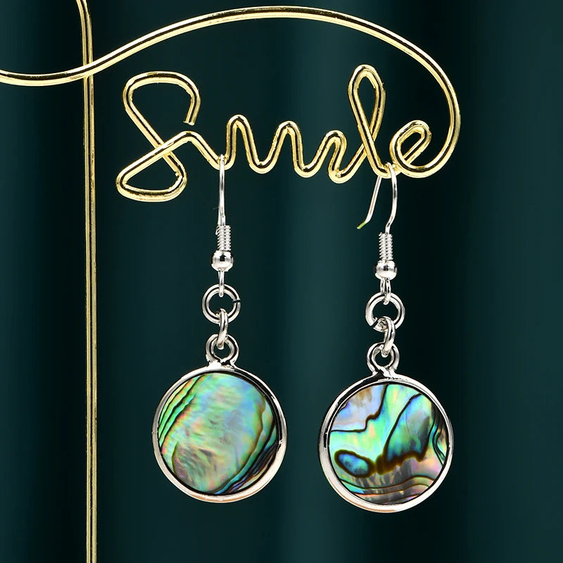 Hot Selling Fashion Jewelry Oval Shape Natural Abalone Shell Hook Drop Earrings for Womens