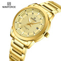 NAVIFORCE 8029 GGG OEM Custom Logo Stainless Steel Quartz Wrist Watches for Men Business Luxury Gold Big Dial Male Jewelry