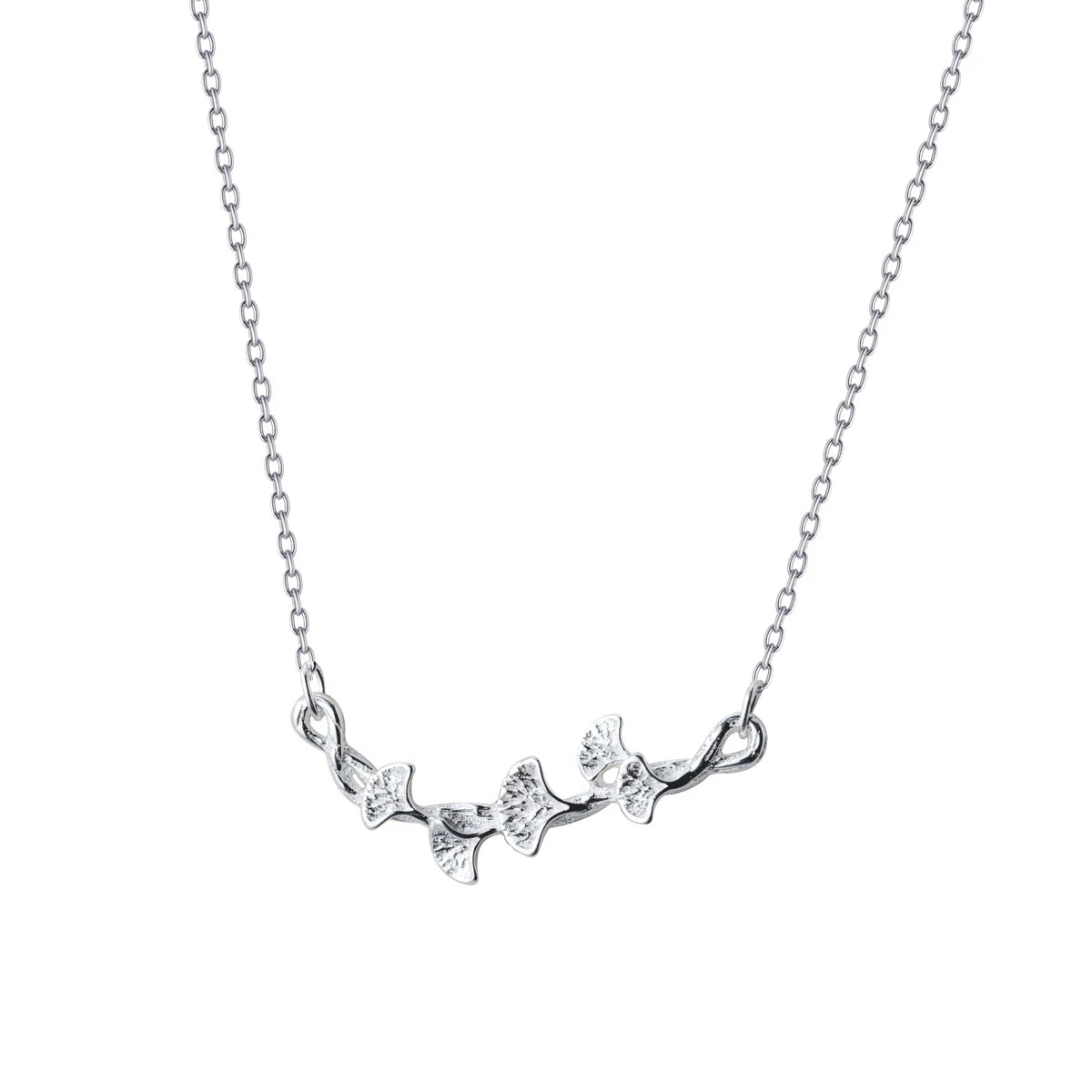 925 Sterling Silver Fashion Delicate Ginkgo Leaf Link Chain Pendant Necklace for Women Fine Jewelry Accessories