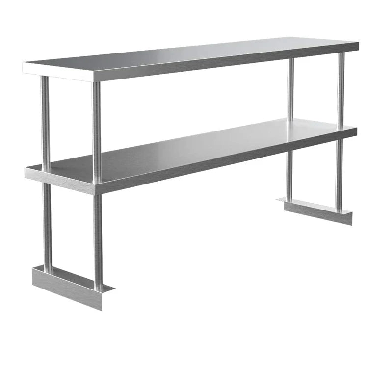 Stainless Steel Work Table Top Shelf 2 Tiers Table Top Display Rack Shelf for Work Table