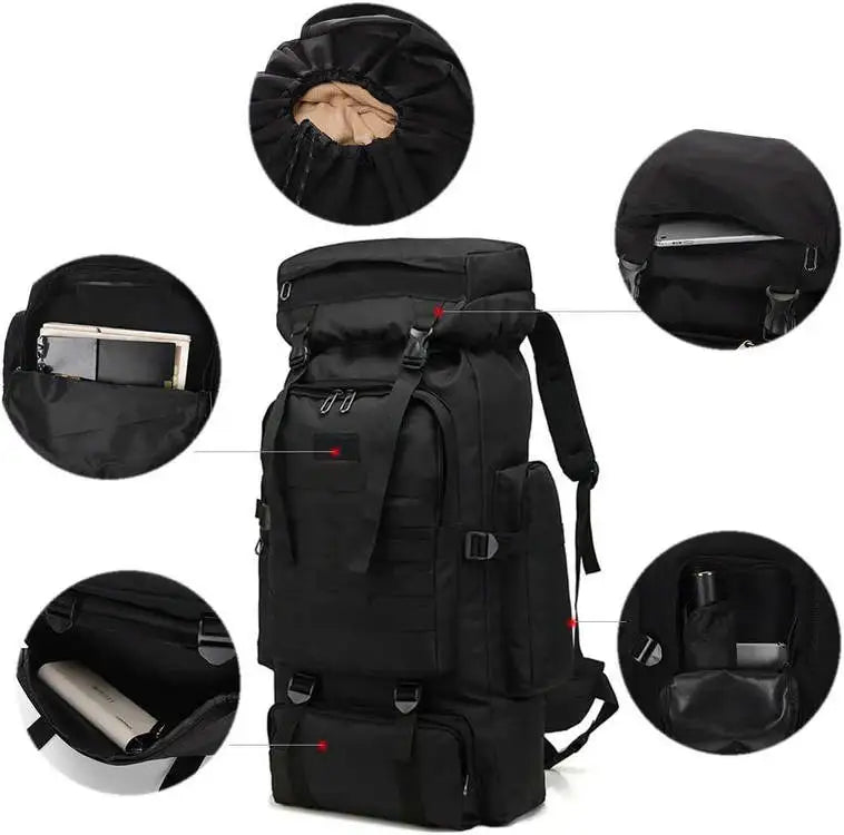 Custom  Waterproof Outdoor Travel Hiking Sport Backpack Bag for Men Casual Mountaineer Mountain Pack with Cover Closure