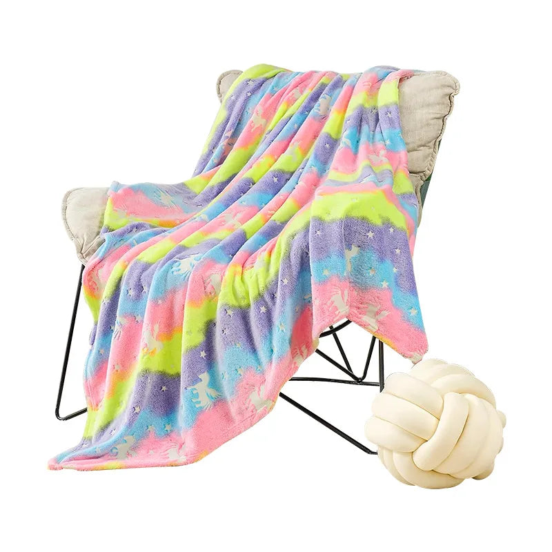 Wholesale Kids' Wearable Fluorescent Flannel Blanket Glow in the Dark Luminous Air Conditioning Blanket