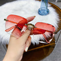 ADE WU XA98010 Women Fashion Wave Rimless Sunglasses Cut Edge Eyeglasses Square Sun Glasses Anti UV Shades