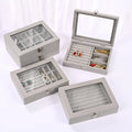 Clear Glass Flannelette Jewelry Box Tray Holder Earrings Storage Box for Woman