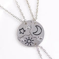 SC New Bff Necklace Creative Zircon Matching Necklaces Silvery Golden Engraved Moon Star Sun Bff Necklace for Best Friends