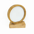 Qualisub Creative Circle Shape Bamboo Photo Frame Aluminum Stand Single-Sided Thermal Transfer Printing Blank for Heat Press