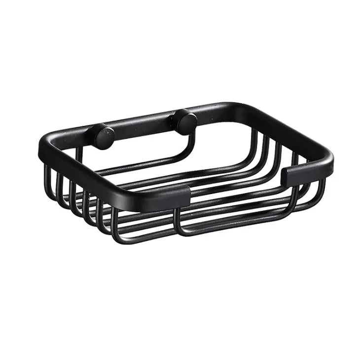 Single-Tier Metal Aluminum Wall-Mounted Kitchen & Bathroom Storage Organizer with Soap Holder