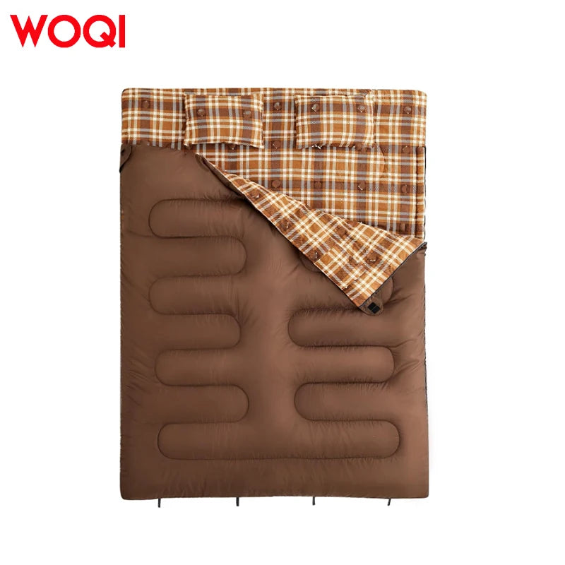 For WOQI Adult Double Cotton Sleeping Bag Thick Warm with Widened Design Polyester Fabric for Indoor & Outdoor Camping & Lunch B