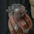 Beizhijia Women's Super Beautiful Silver Court Atmosphere New Chinese Style Vintage 9-10mm Natural High-quality Brooch