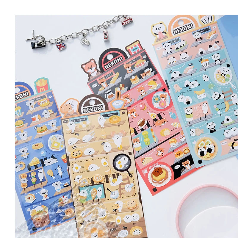 Nekoni  Original Creative Designs Animal Panda Seal Koala Fox  Cooking Decals For 2D Paper Stickers