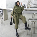 Custom Fashion Two-Piece Sets for Women Solid Pattern Ruffle Shirt Tops Straight Pants Long Casual Travel Outfits for Spring