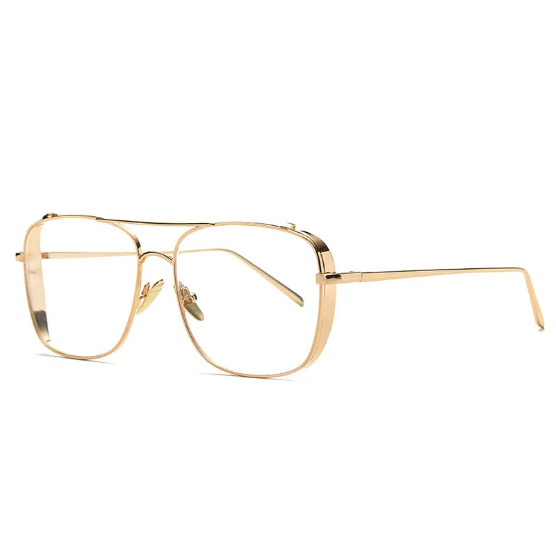 2025 New Trendy Men's Pure Titanium Eyewear Frame Retro Double Beam Optical Big Face Slimming Prescription Glasses