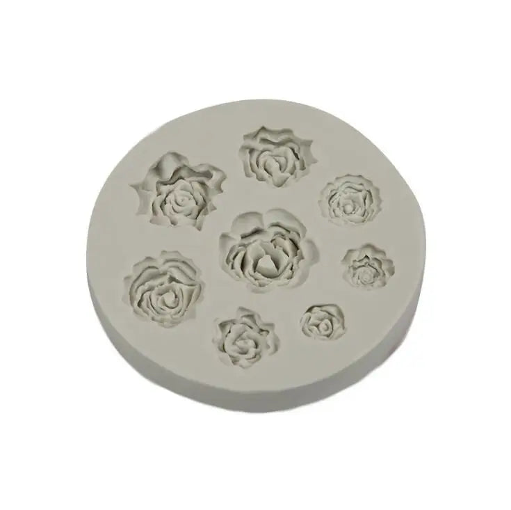 HY 8 Cavity Roses Flower Fondant Mold for Sugar Craft Cake Decoration