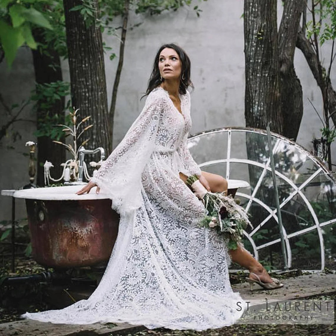 One Size Lace Maternity Photo Dress Floor-length Photography Dress