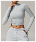 Casual Womens Running Clothing Tight Fit Fitness Workout Top Long Sleeve Crop Top Compression T Shirt for Women