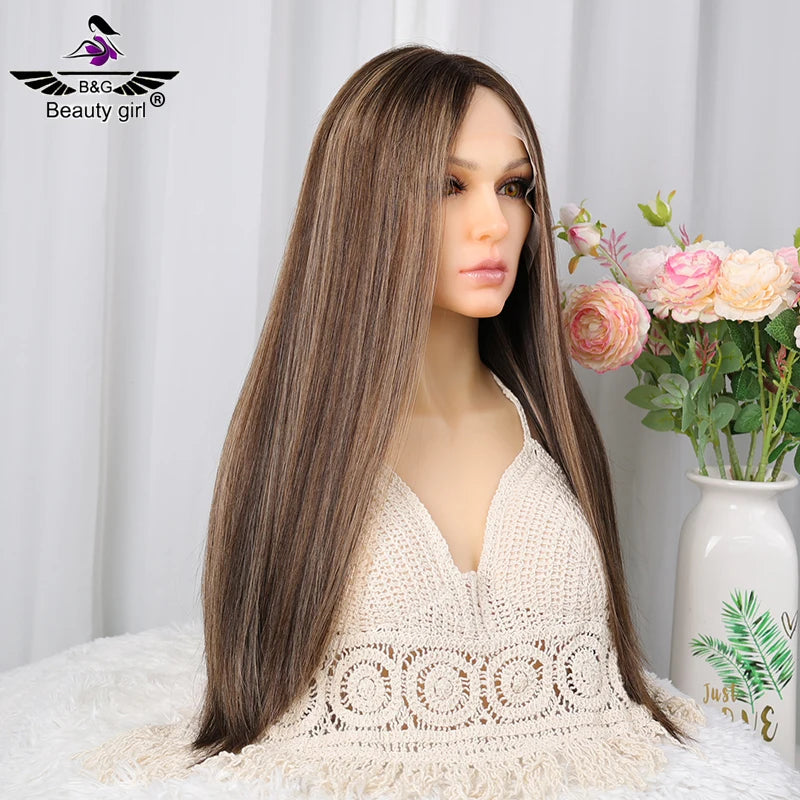 Best Selling Item Real Russian Remy Hair Neutral Medium Brown Balayage Blonde Jewish hd Lace Front Wig Pieces in USA