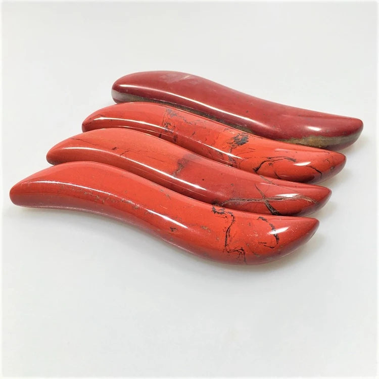 Huiying Professional Natural Healing Stone Red Jasper Facial Gua Sha S Shape For Facial Skincare