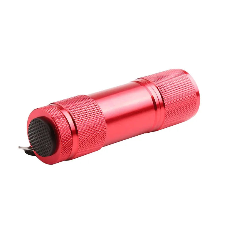Japan Jy Super Powerful Industrial Tactical Lampe Torche Keychain Promotion 3*AAA Dry Battery Mini UV 9Led Torch with Rope