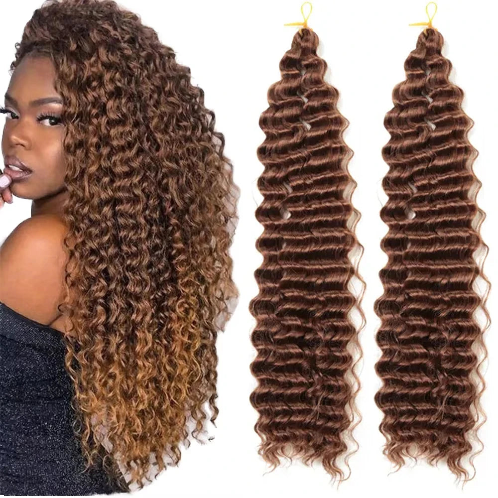 Deep Wave Crocheted Twist Organic Hair Synthetic Afro Curls Crochet Braids Ombre Braiding Hair Extensions for Women