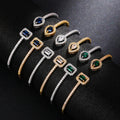 CAOSHI Good Quality Luxury Green/White/Blue Silver Gold Cubic Zirconia Hand Cuff Bracelet Bangle for Women Female