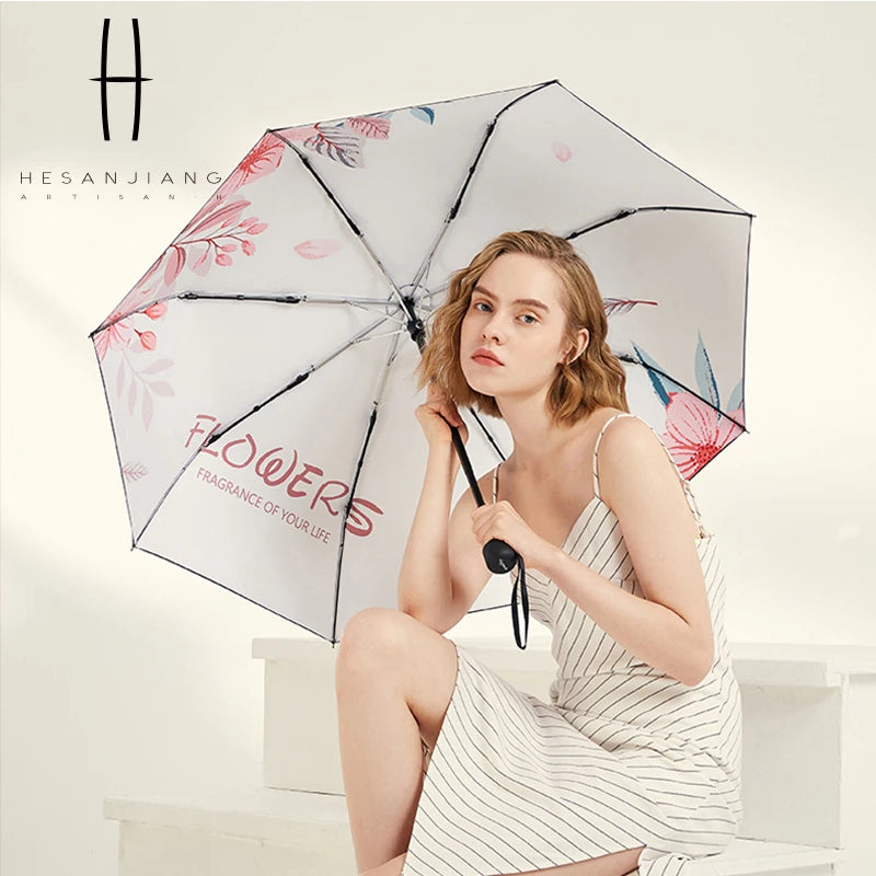 New Arrival 3-Fold Manual Open Sun Protection Umbrella Small Pocket Folding Design for Women