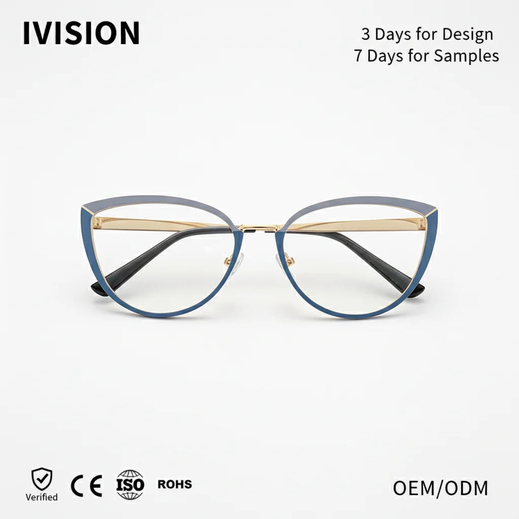 Cat Eye Glasses Frame Fashion Metal Glasses Anti Blue Light Glasses for Women
