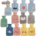 Warm Hot Water Bottle with Soft Plush Fur Hot Water Bag for Neck Shoulder Pain and Hand Feet Warmer