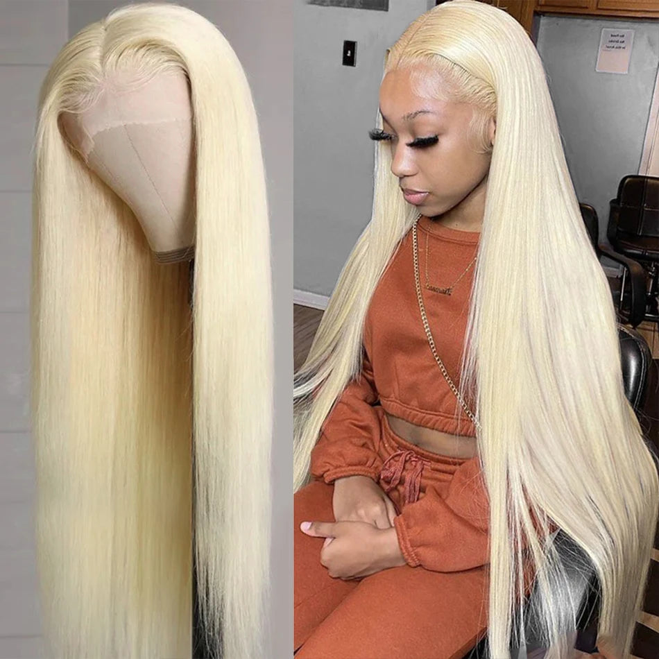 13x4 Swiss Lace Brazilian Wigs for Black Women Cheap Bone Straight HD Lace Frontal Wig Blonde 613 Brazilian Human Hair Wig