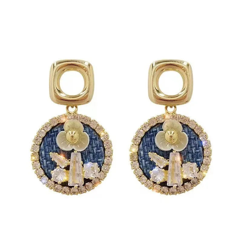 Irregular Rhinestone Crystal Heart Stud Earrings Korean Faux Pearl Women Gold Fashion Jewelry Butterfly Stud Earrings