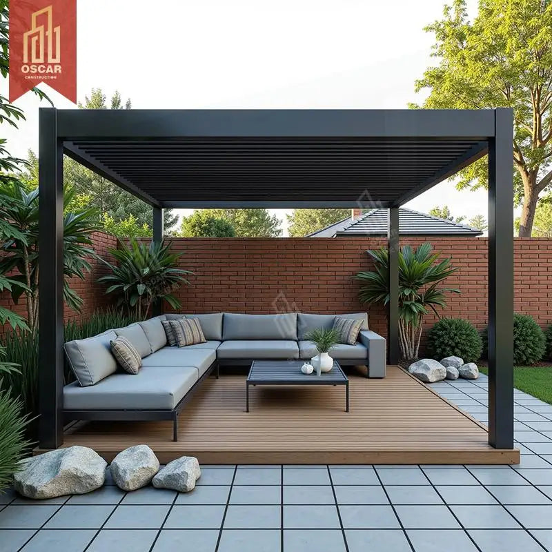 Waterproof Aluminium Garden Outdoor Patio Patio with Sliding Doors Garden Canopy Backyard Terrace Outdoor Living Pergola