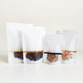 14x22cm New Product Plastic Stand up Resealable Zip Lock White Food Packaging Bag with Color Strip Window
