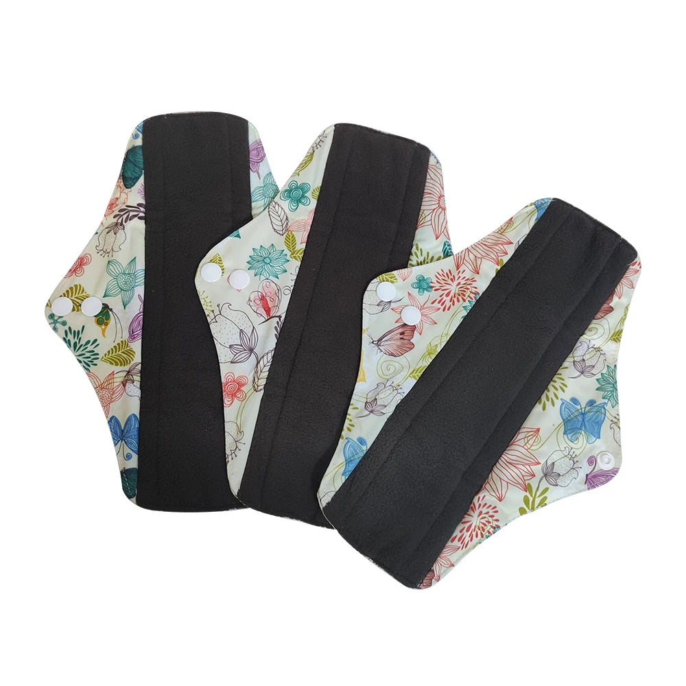 Eco-friendly Reusable Washable Cloth Menstrual Pads Bamboo Charcoal Breathable Sanitary Napkins Pads