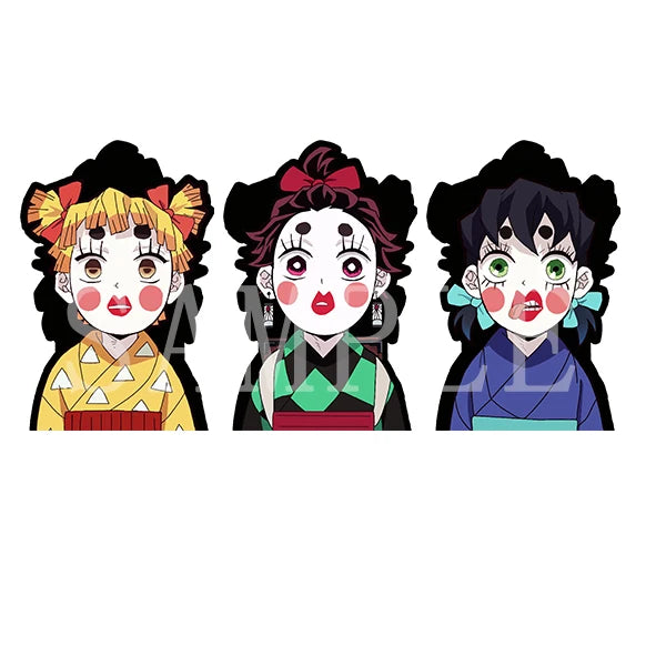 Anime Tanjirou/ Inosuke Funny 3D Motion Cartoon Sticker Eco-Friendly Waterproof Decals Apply Car Laptop Art Decor Wall Stickers