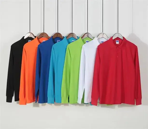 Blank Solid Color Men's Long Sleeve Polo Shirts Custom logo Long Sleeve t Shirts for Men