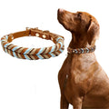 Handmade Braided Genuine Leather Dog Collar Colorful Woven Pet Collar with Adjustable Buckle for Daily Walking