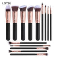 14pcs Professional Soft Synthetic Hair Wood Handle Fan Brush Set Private Label Face Concealer Powder Foundation Eye Shadow