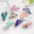 Custom Tag Women Girls Xl 10.5cm Large Dolphin Thick Hair Clamp Clips Claws Cellulose Acetate Stripe Hair Claw Clip With Stripes