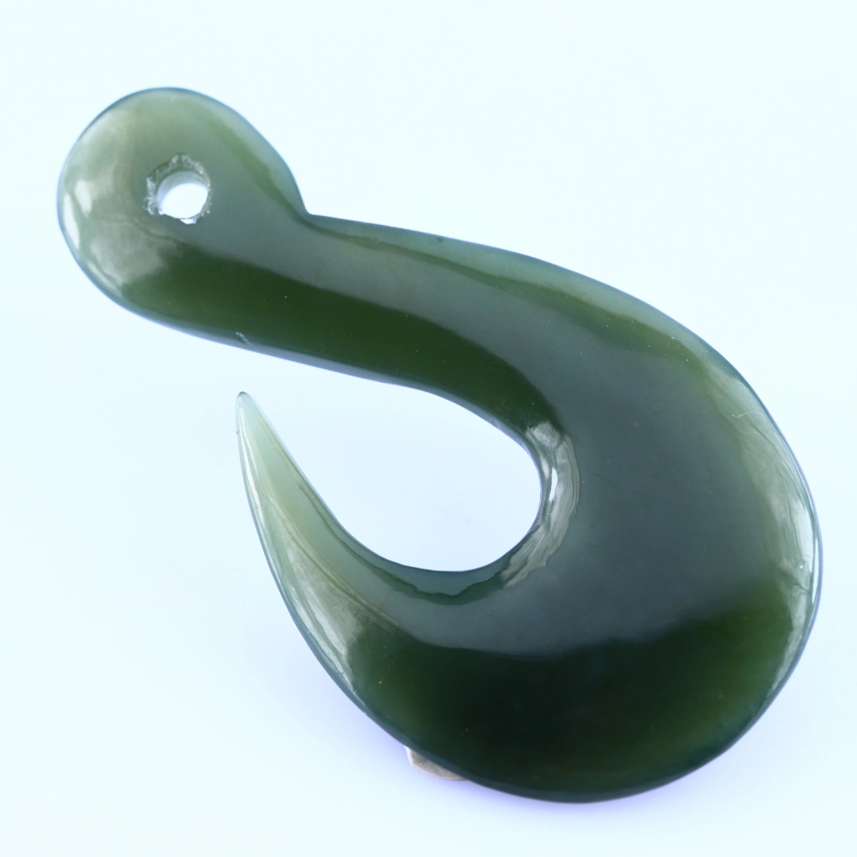 ArthurGem Natural Canadian Nephrite Jade Fish Hook Carving Necklace Pendant
