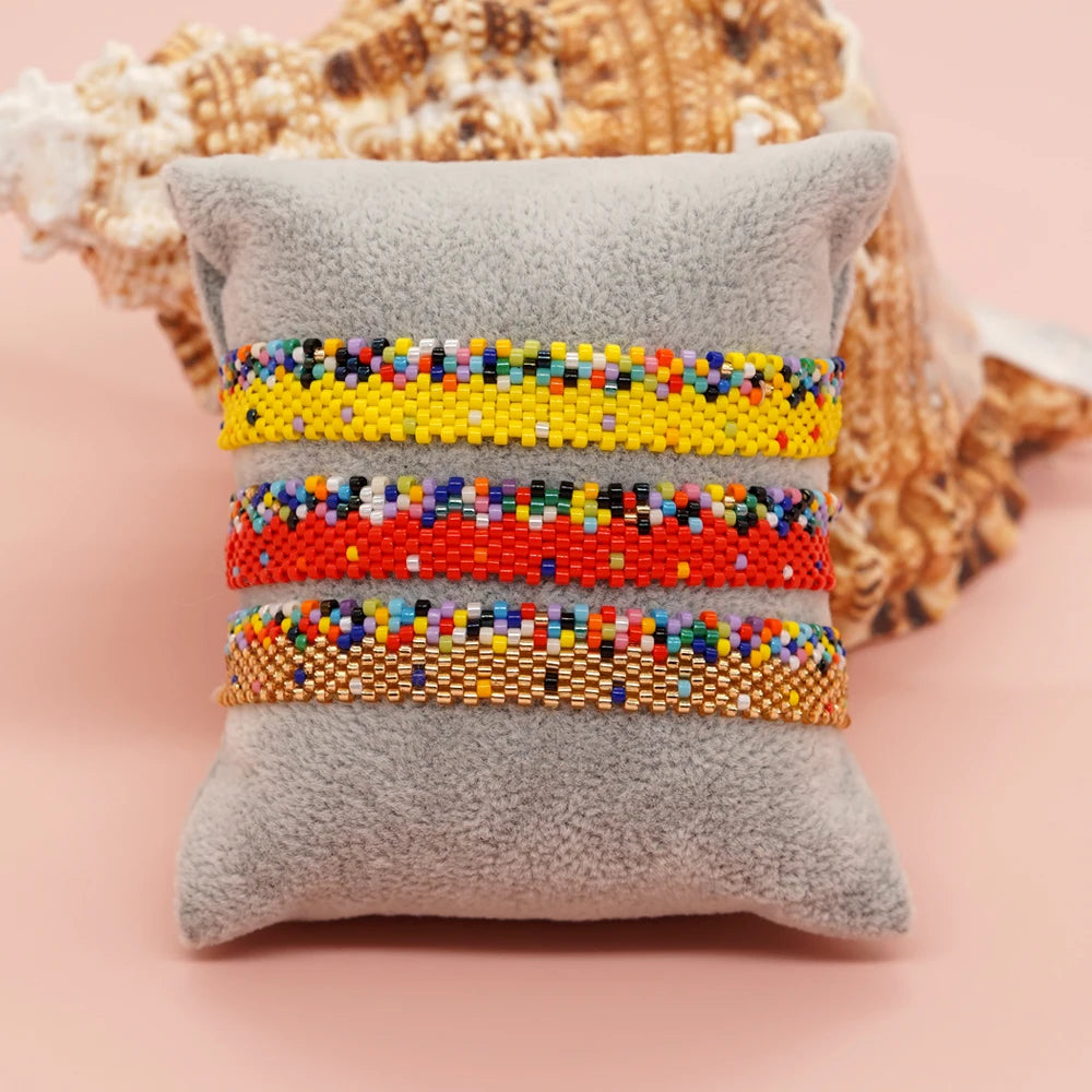 Go2Boho Hot Sell Handmade Jewelry Japanese Miyuki Seed Beads Jewelry Rainbow Bracelet Shape Bracelet