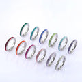 Delicate Colorful Crystal Diamond Stainless Steel Birthstone Rings for Women Gift Wholesale