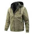2025 Hooded Windbreaker Jacket Men Fashion Hooded Puffer Jacket Dark Green Man Winter Jacket