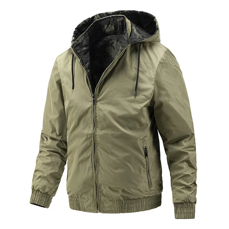 2025 Hooded Windbreaker Jacket Men Fashion Hooded Puffer Jacket Dark Green Man Winter Jacket