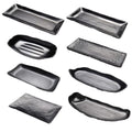 Custom Restaurant Dinnerware Unbreakable Japanese Black Rectangle Melamine Dinner Plate