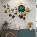 Light Luxury 3D Metal Wall Art Abstract Leaves and Diamonds Iron Nature Decor for Home Living Room Hanging Function