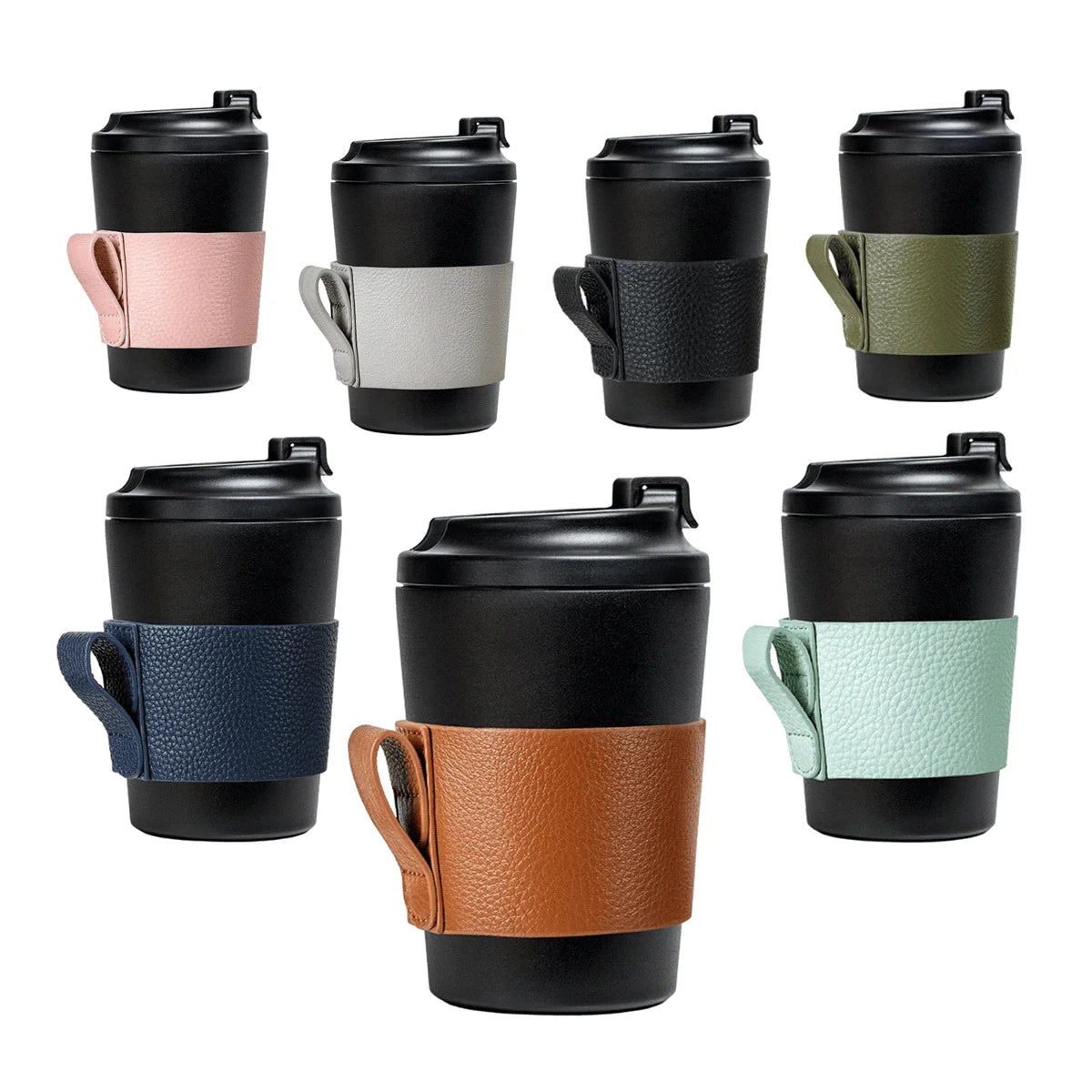 Stylish Coffee Cups Insulated Coffee Cup Coffee Mug Oem Vacuum Insulated Thermos Cup Mug With Leather Handle
