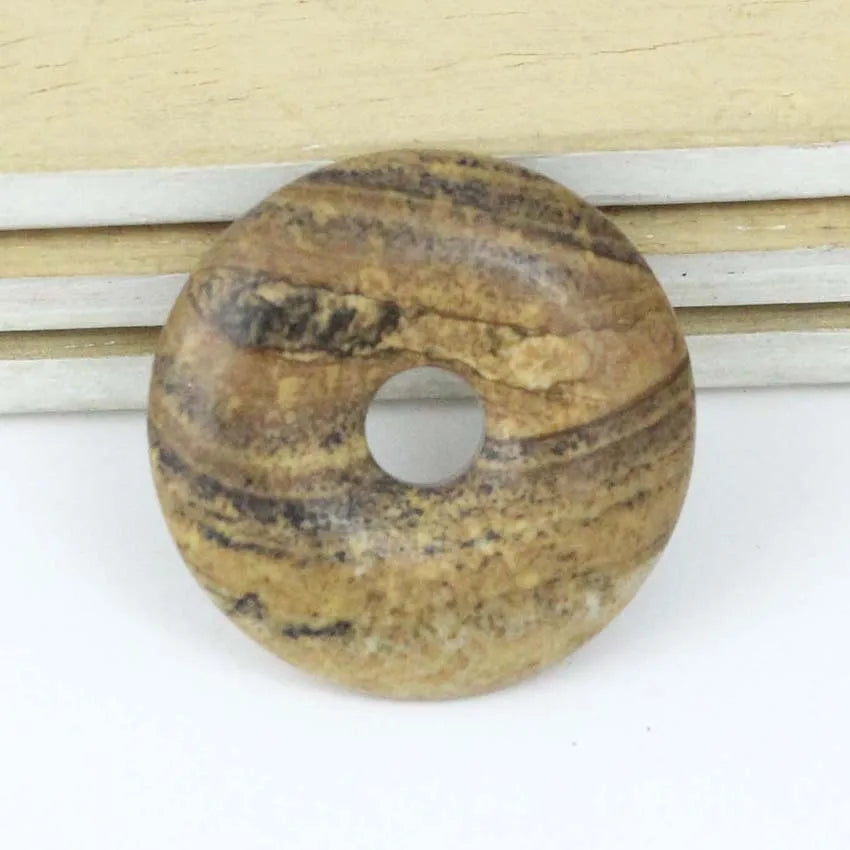 DIY Picture jasper Donut Rainbow Round Donuts Natural Gemstones Stones Donuts Pendants Crystal Healing Folk Crafts