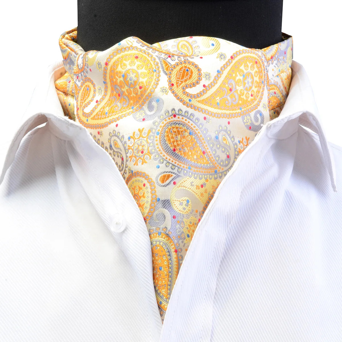 Men's Vintage Necktie Formal Cravat Ascot Scrunch Self British Polka Dot Gentleman Polyester Silk Neck Tie Luxury