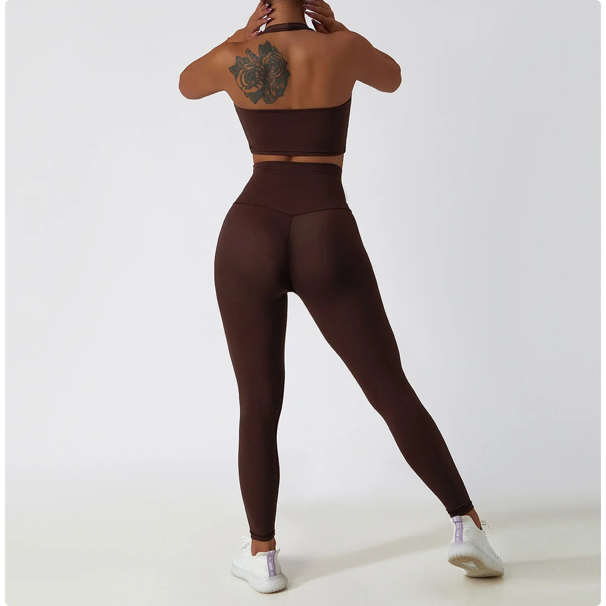 Custom logo Women's High Waist Hip Lift Nude Leggings Moisture Absorbing Breathable Sexy Comfortable Sports Fitness Yoga Pants