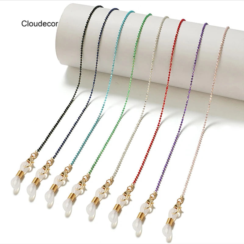 Colorful Metal Balls Glasses Chain Hanging Necklace Anti Falling Masked Cord Sunglasses Accessories Cut Beads Eyewear Retainer